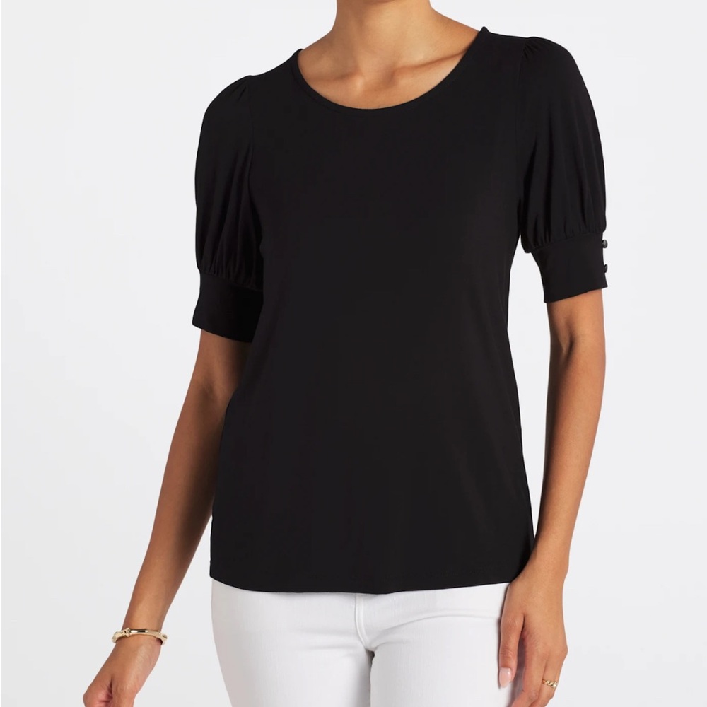 Pink Clover Black Short Sleeve Top